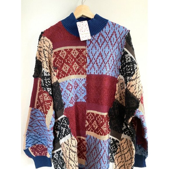 Free People New Patchwork Argyle Sweater Dress NWT - Picture 7 of 11